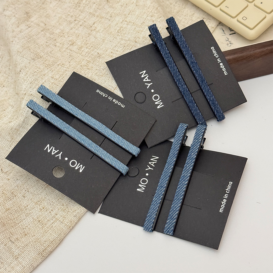 韩版复古简约牛仔布艺鸭嘴夹发夹百搭基础刘海侧边夹气质对夹头饰