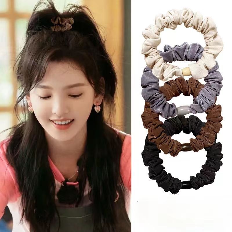 간단한 우아한 높은 스트레치 내구성 머리 로프 모든 경기 작은 장 마스크 링 헤어 밴드 폰테일 가죽 커버 헤어 로프