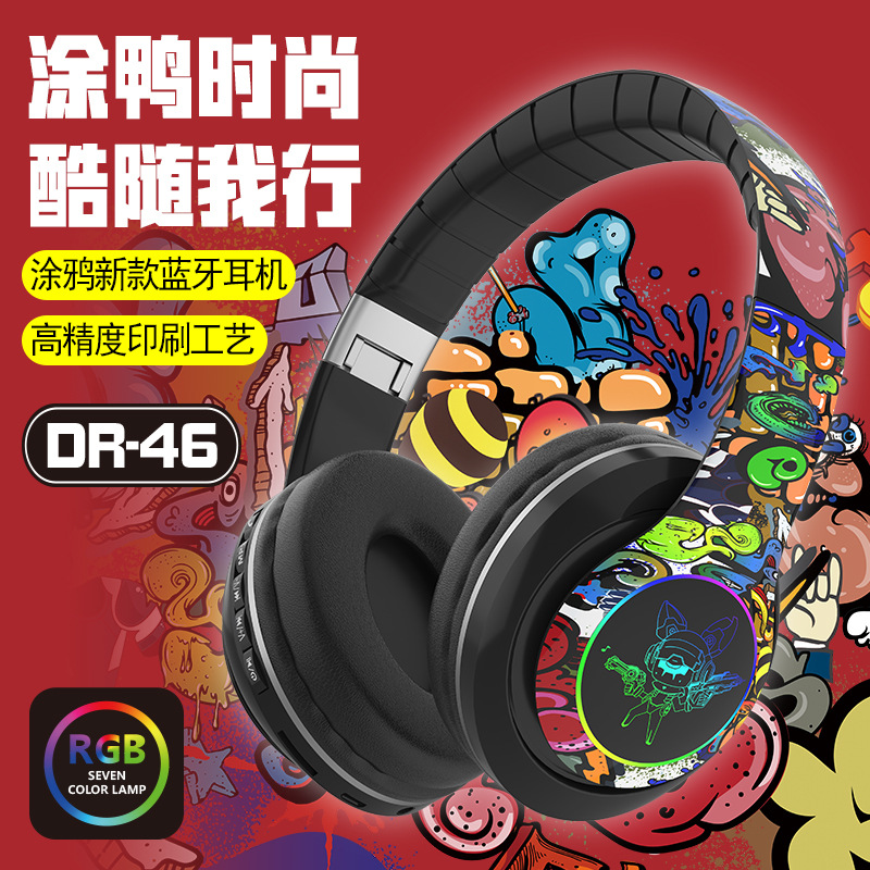 Transfronterizo caliente DR46 auricular Bluetooth inalámbrico auricular Bluetooth al por mayor de la moda nacional graffiti Live Headset