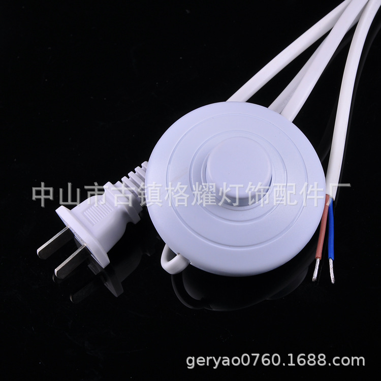 厂家热销国标认证两脚扁插头带8S 317 脚踏脚踩开关电源线