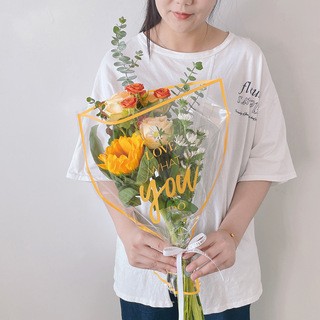 异形英文边框多支套袋迷你花束袋鲜花包装材料玫瑰鲜花袋花卉