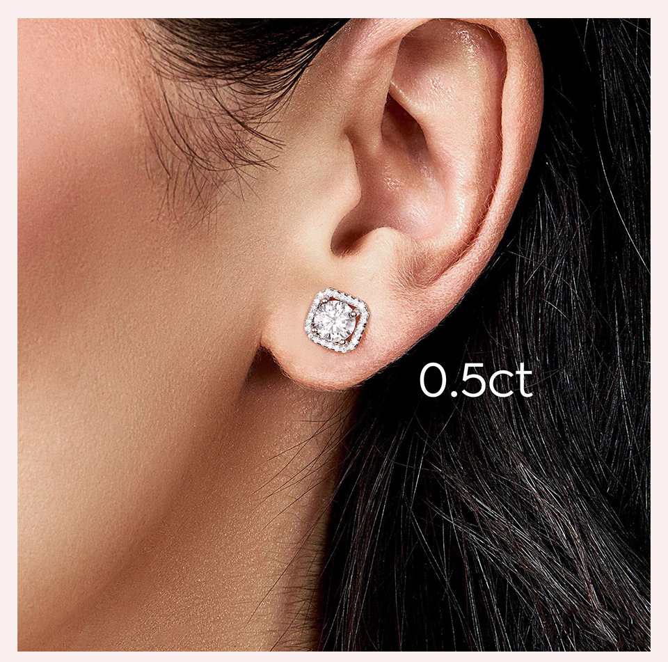 Banquet, Daily, Date Occasion Sterling Silver Material 1 Pair Sterling Silver Moissanite Square Ear Studs