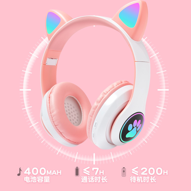 Youth gift light-emitting cat ears stereo sound cute cat claw cool headset Bluetooth headset game headset Youth gift light-emitting cat ears stereo sound cute cat claw cool headset Bluetooth headset game headset