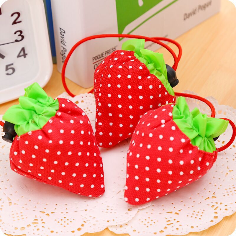 Creative Strawberry Shopping Bag, Strawberry Bag, Portable Foldableing Bag, Handbag, Floral Square Bag, Foldableing Shopping Bag