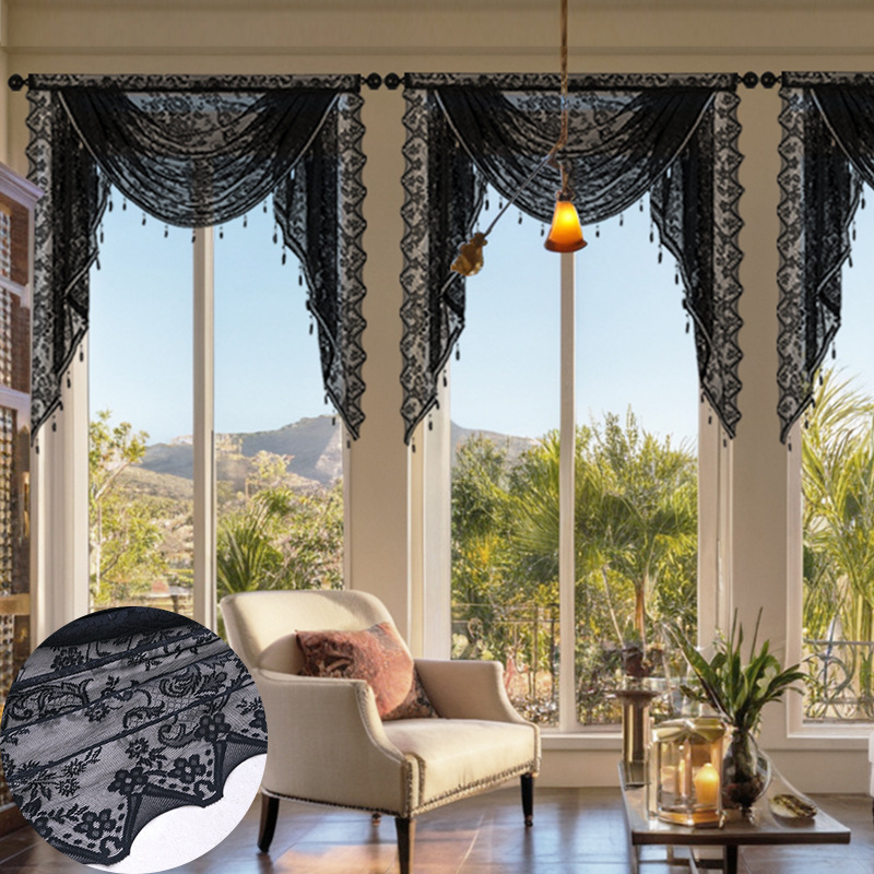 Direct Sales from Foreign Trade Cross-Border Manufacturers: New Lace Curtain Headpieces, Rod-Inserted Finely Woven Sheer Curtains, Wave Drapes, American-Style Curtain Headers