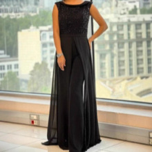欧美外贸款性感无袖露背亮片长裙连体裤婚纱礼服派对伴娘服连衣裙