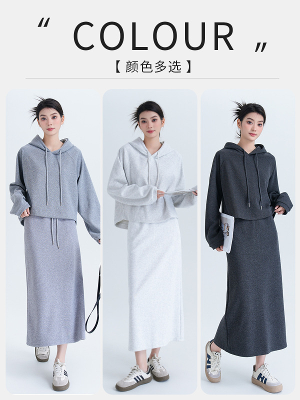 锋与兰 早秋季套装裙两件套女装搭配一整套休闲运动连帽卫衣套装|undefined