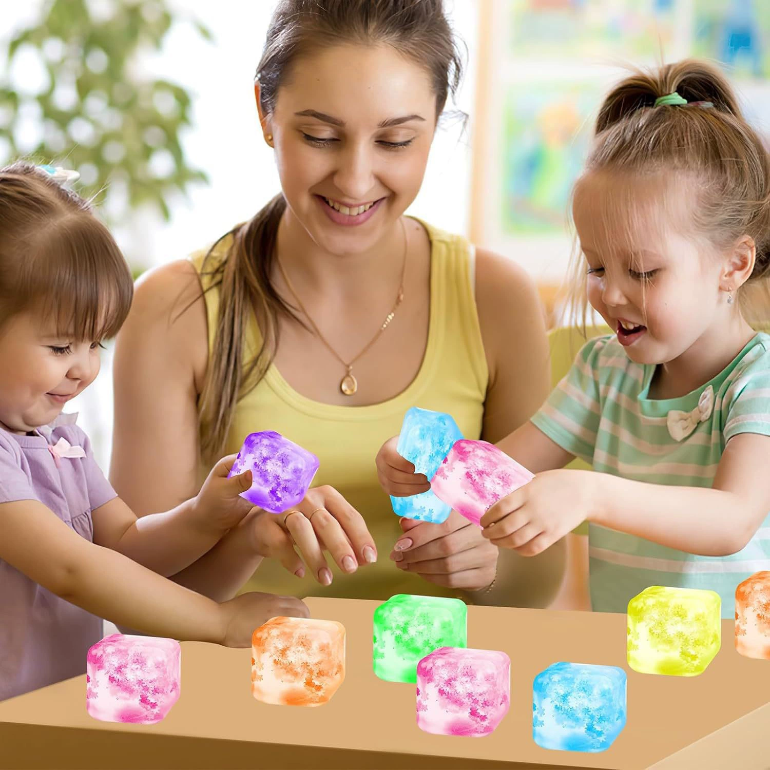 Сенсорная игрушка капля Needoh, голубая «мальтозная» мягкая с снежинками, антистресс 3,5–5,5 см