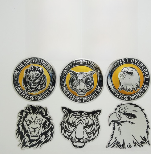 Gold Car Sticker, Lion and Tiger Head Totem Car Sticker, Eagle Head Metal 3D Car Sticker, Car Logo, Customization Sticker