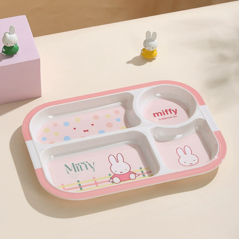 Тарелка для еды Miffy, детская мультяшная посуда для дома, термозащитная (антиожог)