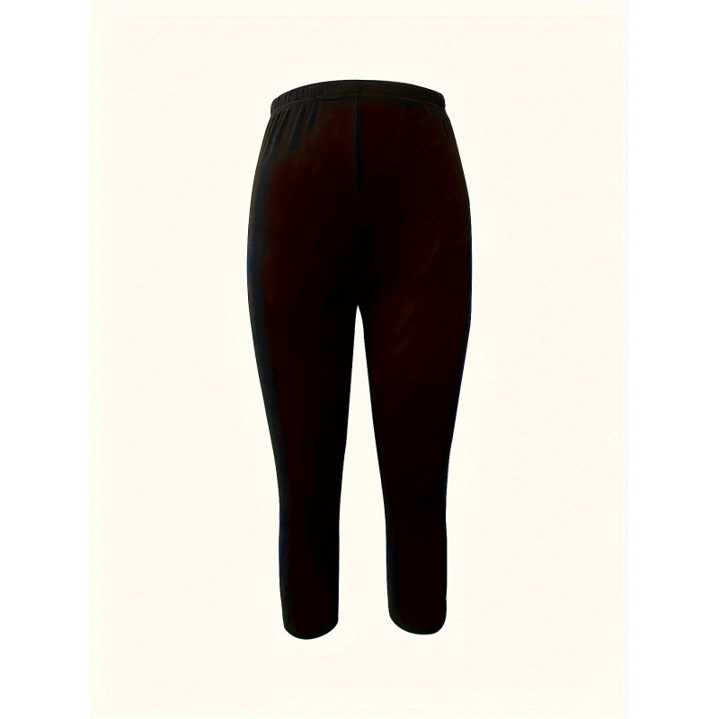 W 392026 Cross-Border New European and American Large Size Pattern Printed Capri Casual High Waist Tights