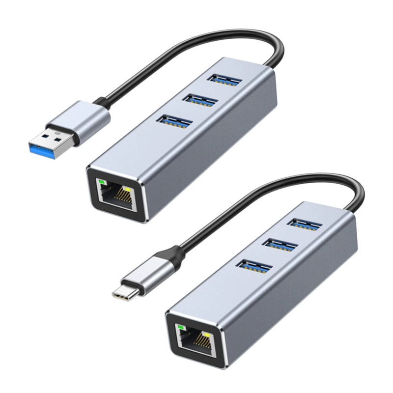 USB-C на USB 3.0*3+Gigabit сетевой адаптер для ноутбука умный привод USB3.0 гигабитная проводная сетевая карта