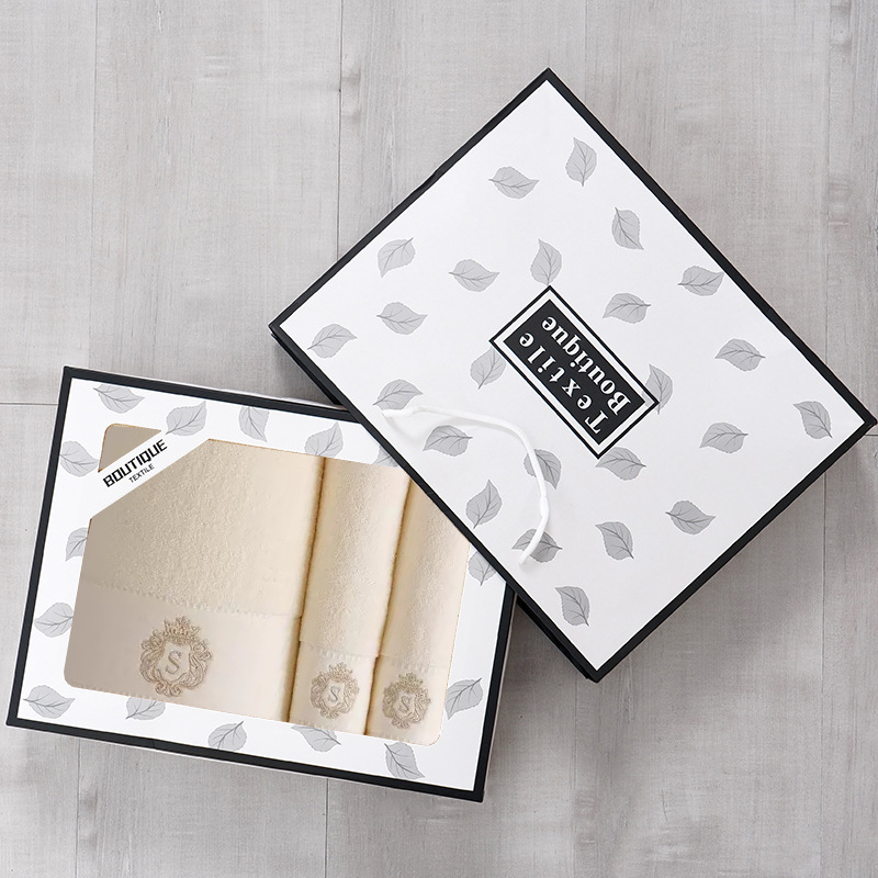 Cross-Border Pure Cotton Towel Bath Towel Three-Piece Set Absorbent S Picture Household Face Towel Large Bath Towel Pure Cotton Towel Set