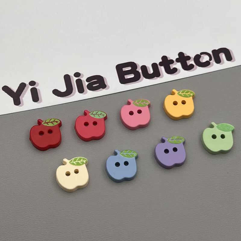 Red Apple Children's Cute Cartoon Handmade Buttons DIY Plastic Button Decoration Accessories Shirt Sweater Jacket Buttons
