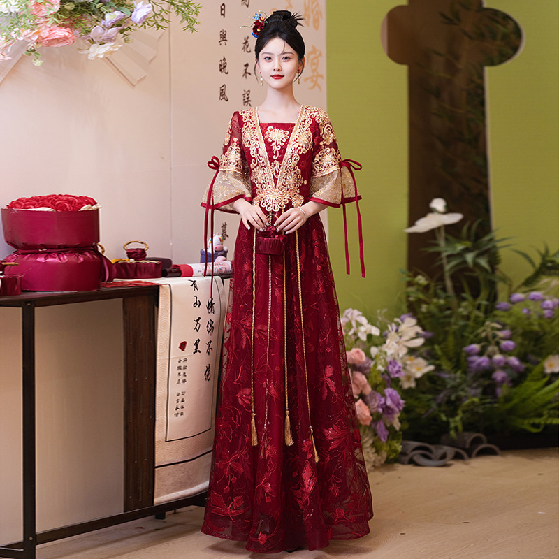 Maternity Wedding Dress Plus Size for Chubby Women 2026 New Style Bride Petite High Waist Belly-Covering Chinese Engagement Xiuhe Dress