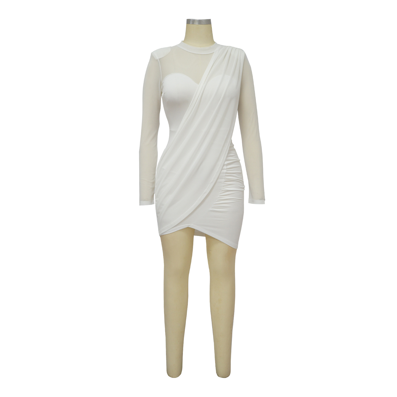 Women Mesh Stitching See-through Patch Waist Dress 5 Women Mesh Stitching See-through Patch Waist Dress