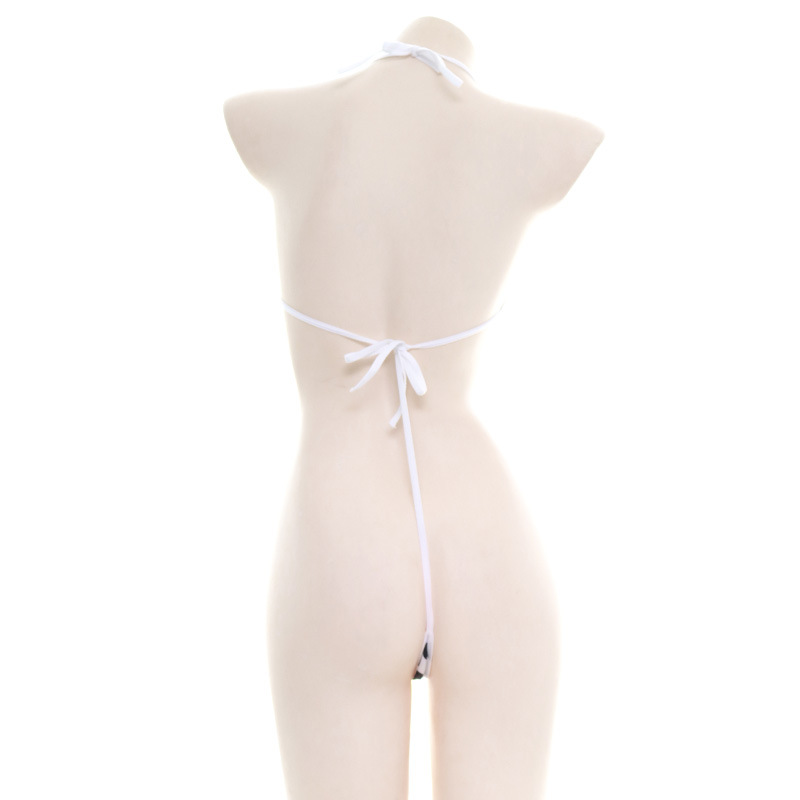 Ropa bidimensional lindo Polka Dot patrón de la vaca sexy encaje traje de baño split bikini traje S0393