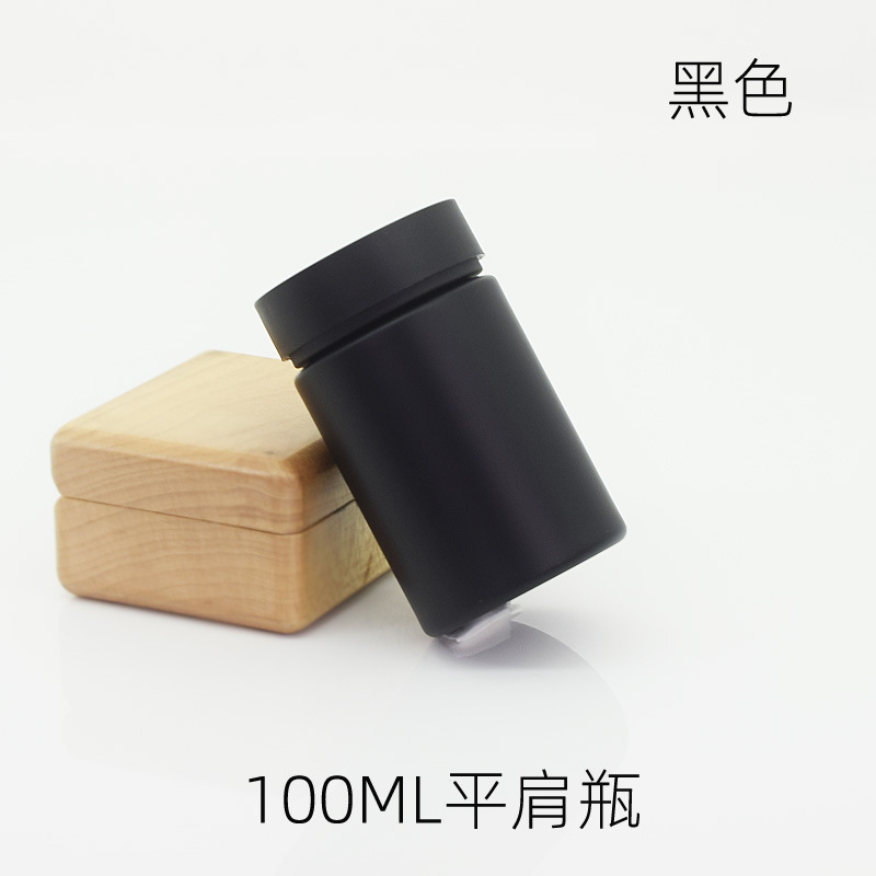 100ML Black Flat Shoulder PET Bottle Black Flat Shoulder Cover