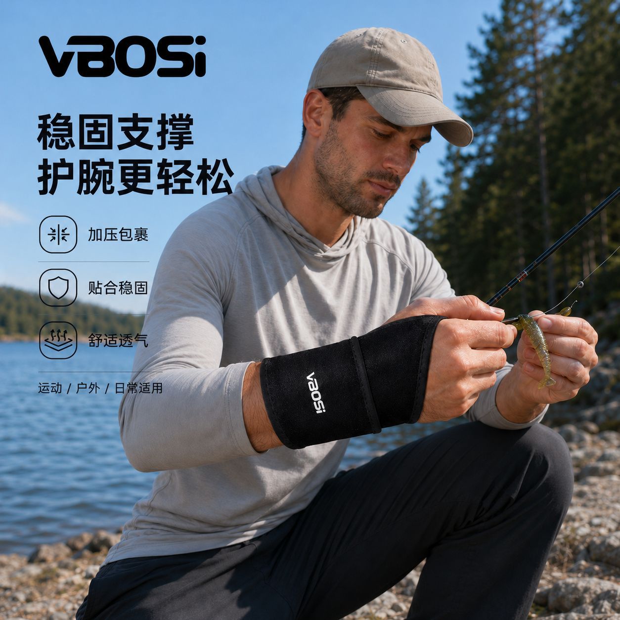 Wrist brace for wrist fixation and support, elbow sprain protection, outdoor fitness, bench press, fishing sports protective gear, cross-border manufacturer wholesale