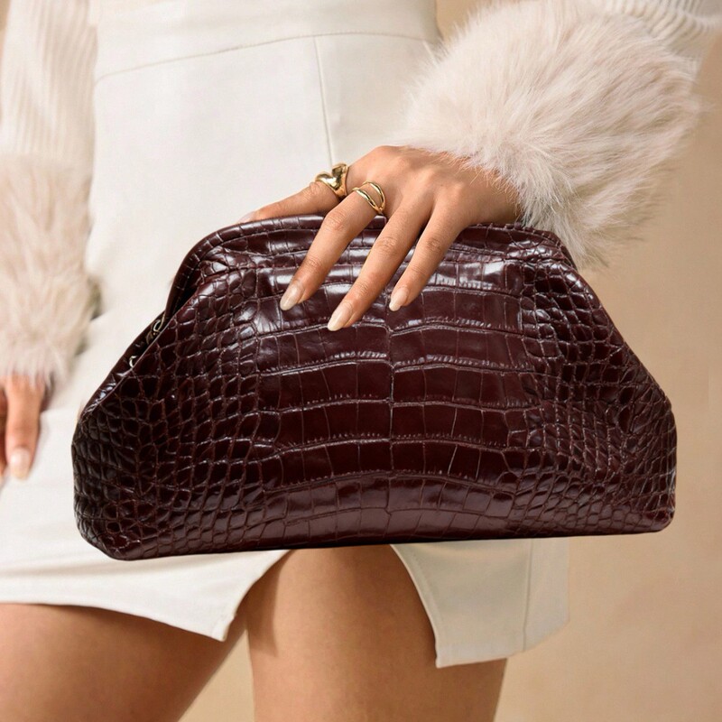 Cross-Border New Style Brown Light Luxury Evening Bag, Women's Clutch Bag, Wallet, Elegant and Luxurious High-End Dress Bag