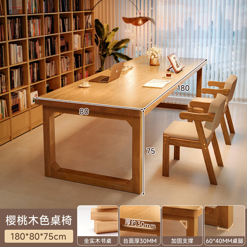 Toda la sala de estar de madera maciza, escritorio largo, escritorio de lectura y estudio, escritorio doble para el hogar, mesa de trabajo para la sala de estar