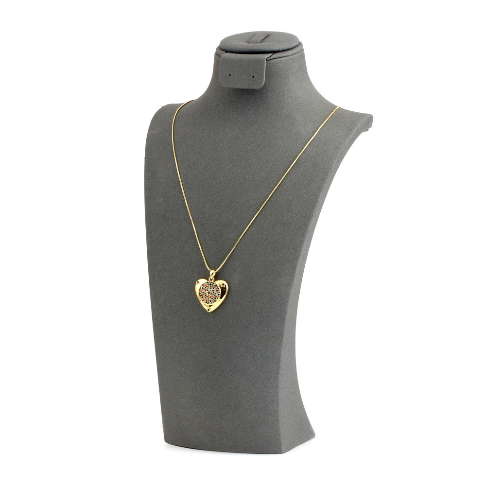 Fashion Heart Shape Copper Plating Zircon Pendant Necklace 1 Piece