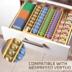 木製コーヒーカプセル収納ボックスオフィスティールームコーヒーバッグティーバッグ収納ボックス引き出しコーヒーカプセルボックス