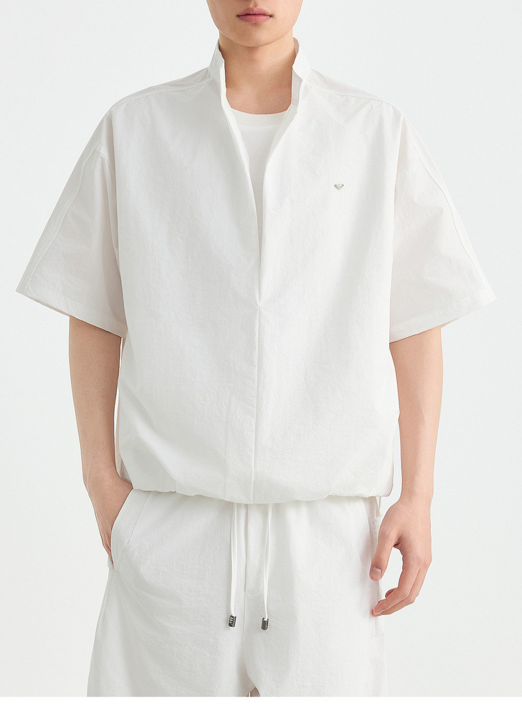 Bộ đồ thể thao nam 2 mảnh áo sơ mi cổ đứng không nút phối quần short — Quần Short Màu Xanh Đen (91680) chi tiết 33