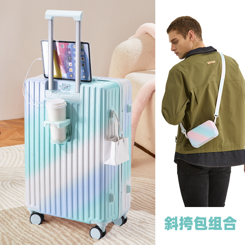 Maleta mujer de alto valor neto neto caja con ruedas de color degradado para hombre 24 pulgadas de gran capacidad contraseña de estudiante caja de viaje