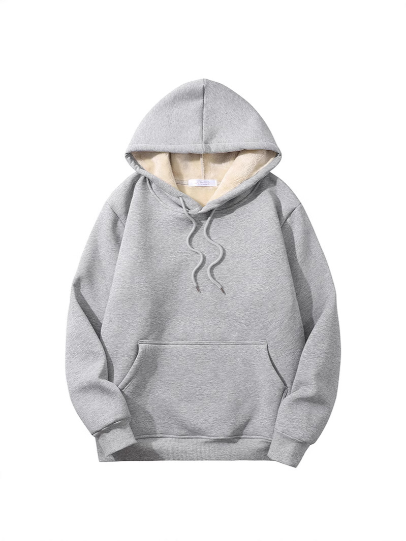 Amazon tendencia del comercio exterior suéter de lana de cordero de color sólido suelto cálido forro polar Deportes de los hombres europeos y americanos suéter con capucha