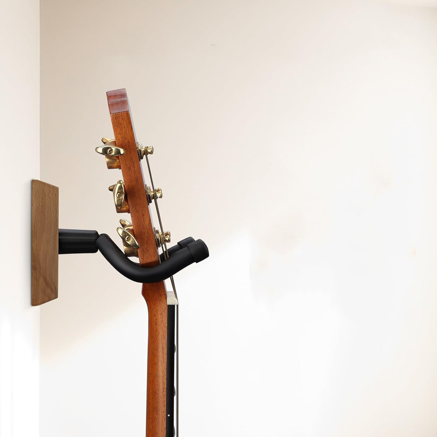 Guitar Wall Mount in Rustic Style, Durable Black Walnut Wood Guitar Rack with 5 Hooks