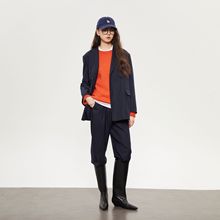 J*C同款 jin口胎牛皮直筒长靴女23ss真皮尖头骑士靴宽筒坡跟靴子