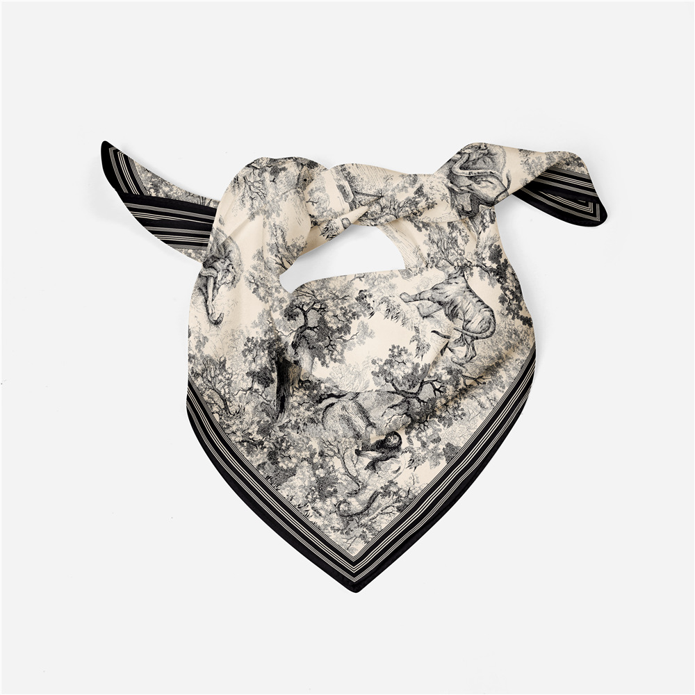 82g Weight Silk Scarf Classification Daily Occasion Satin Material Animal, Plant Pattern Summer, Spring Season Women's Gender Printing Design Simple Style Style Women's Simple Style Animal Plant Satin Printing Silk Scarf 6
