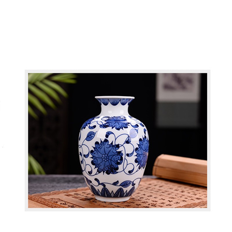 Vaso de escritorio de cerámica de porcelana pequeña boca mini hidroponía de flores retrógradas botellas de flores de porcelana