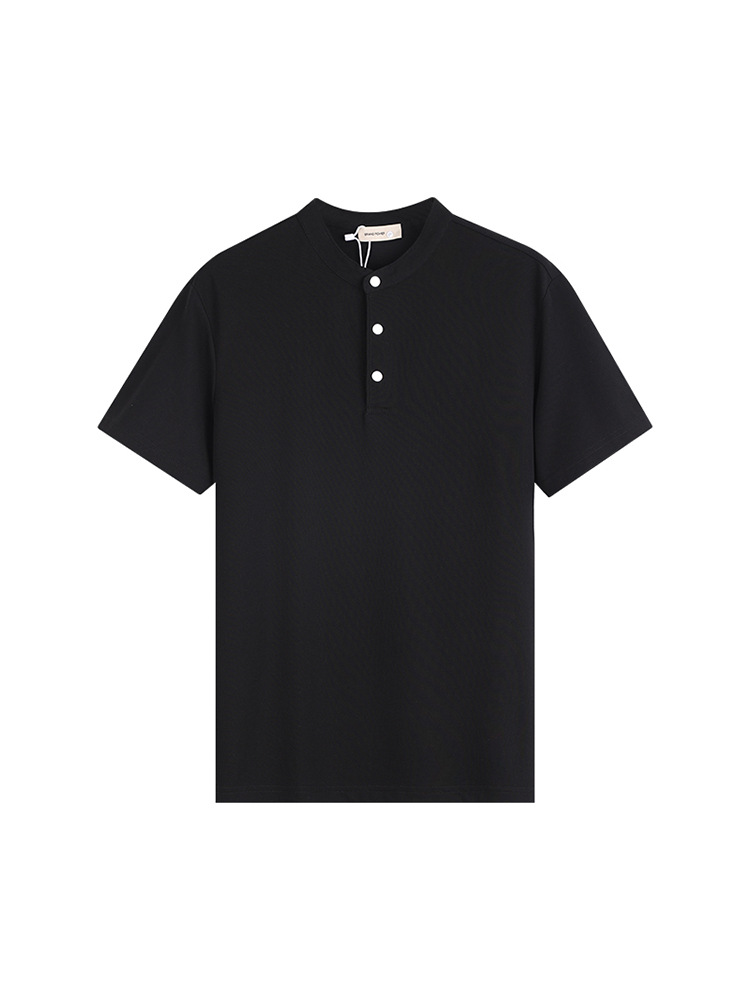 Hielo delgado nuevo estilo chino Henry cuello polo camiseta de verano de bambú camiseta de algodón de cuello vertical camiseta de secado rápido marca de moda