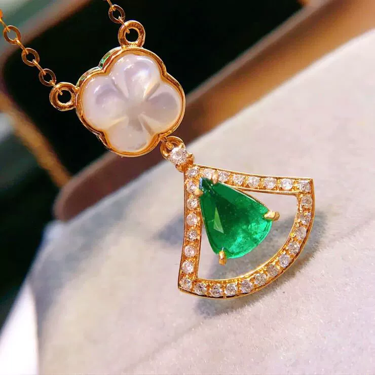 Ювелирные изделия производитель DIY 18K золото инкрустация натуральный изумрудный ключица цепи мастер камень: 1 карат