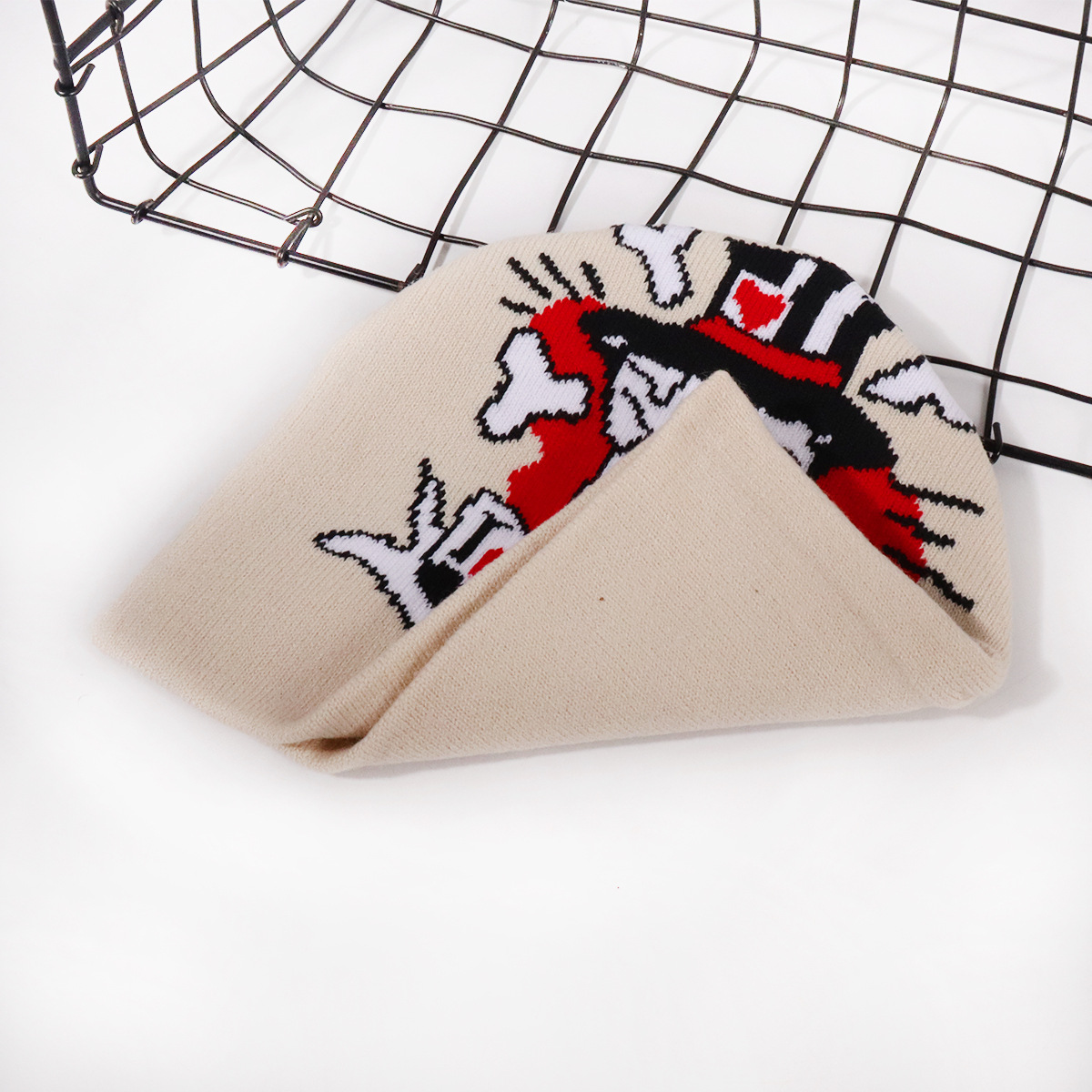 Chapeau de crâne de lettre d'Halloween, chapeau en tricot acrylique, chapeau chaud d'automne/hiver_voghion.com