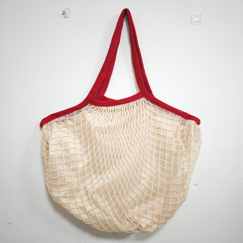 Bolsa de malla de algodón portátil al por mayor Bolsa de compras Supermercado Bolsa de malla de verduras y frutas Bolsa de compras Bolsa tejida hueca