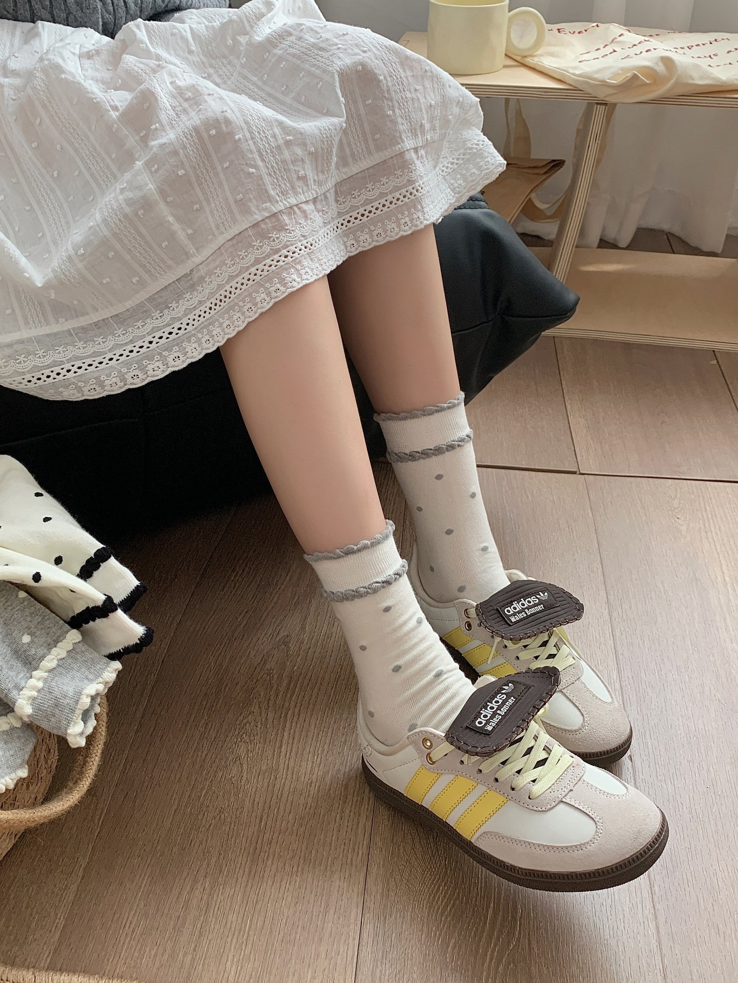 60g Weight Socks Classification Socks Lingerie Type Cotton Fabric Type A Pair Quantity Daily Occasion Polka Dots Pattern Spring, Autumn Season Women's Gender Elegant Style Elegant Women's Polka Dots Cotton Crew Socks A Pair 24