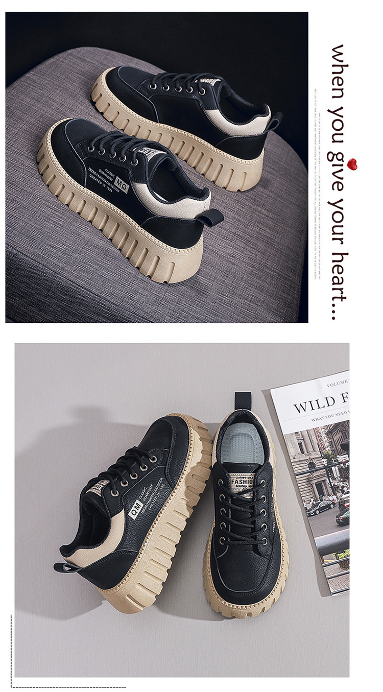 2026 Spring And Summer Women's New Breathable White Sneakers Versatile Thick-Soled Sports Casual Board Trendy Shoes_desvips.com