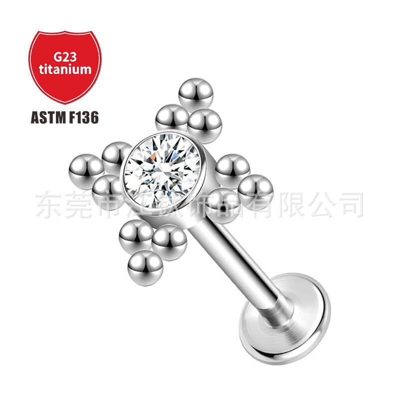 Pointed titanium steel lip stud product view