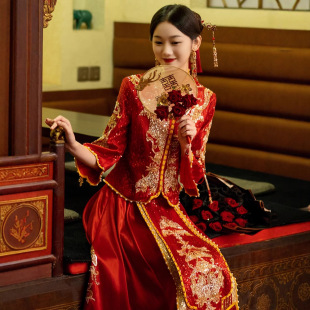 Xiuhe Wedding Bride 2025 New Chinese Style Wedding Dress Winter Wedding Dress Petite Toasting Dress Bridal Outfit