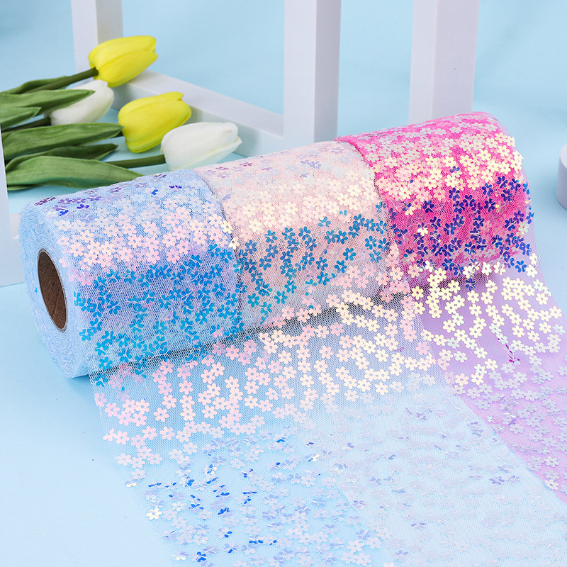 Spot direct supply of 6cm/8cm/10cm/12cm magic plum blossom sequins into rolls DIY handmade headdress material webbing