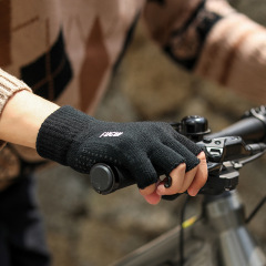 Half-finger gloves for men and women in winter, warm and thickened for driving and riding, half-fingered student writing and cold-proof woolen gloves