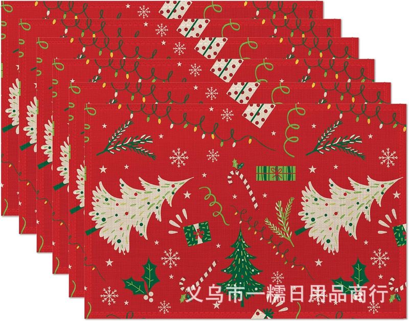 クロスボーダー爆発クリスマス雪だるま食事マット雪格子テーブルマットクリスマスパーティー装飾断熱マット祝日装飾|undefined