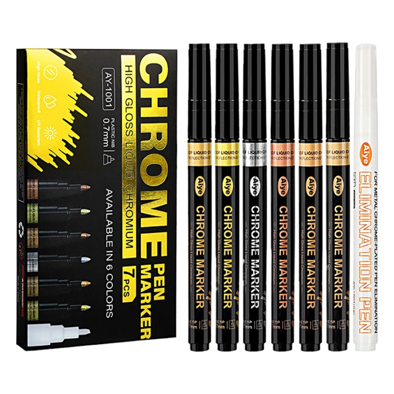 Rotulador Aiyechrome, Rotulador de Reparación de Modelos DIY, Color Dorado y Plateado, Rotulador de Pintura para Resaltar, Rotulador de Electroplacado para Firmas
