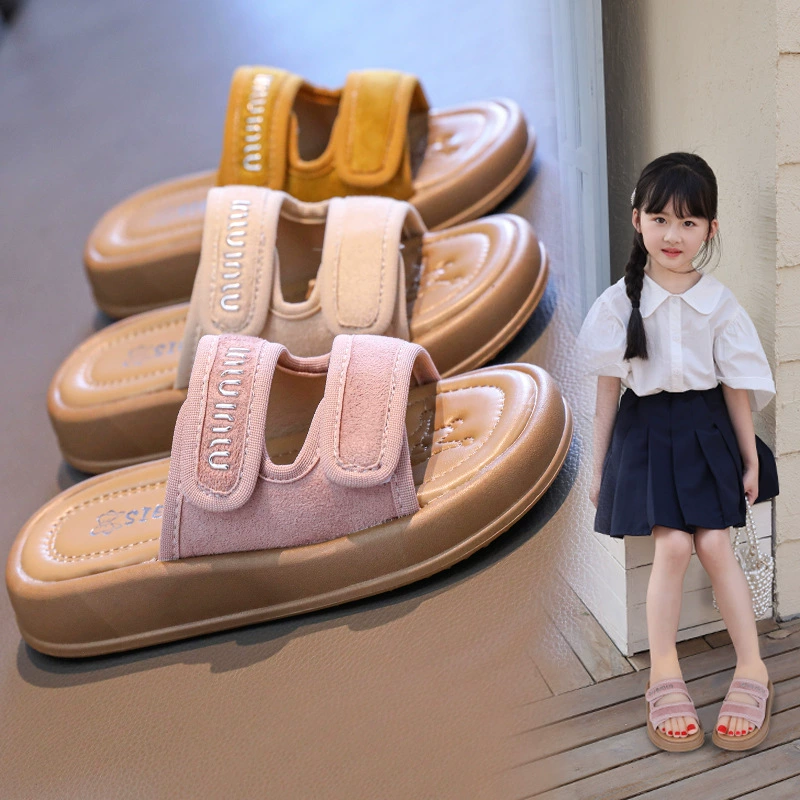 Детские тапочки лето 2025, новые девчачьи туфли, детские повседневные сандалии на толстой подошве, тапочки для маленьких девочек