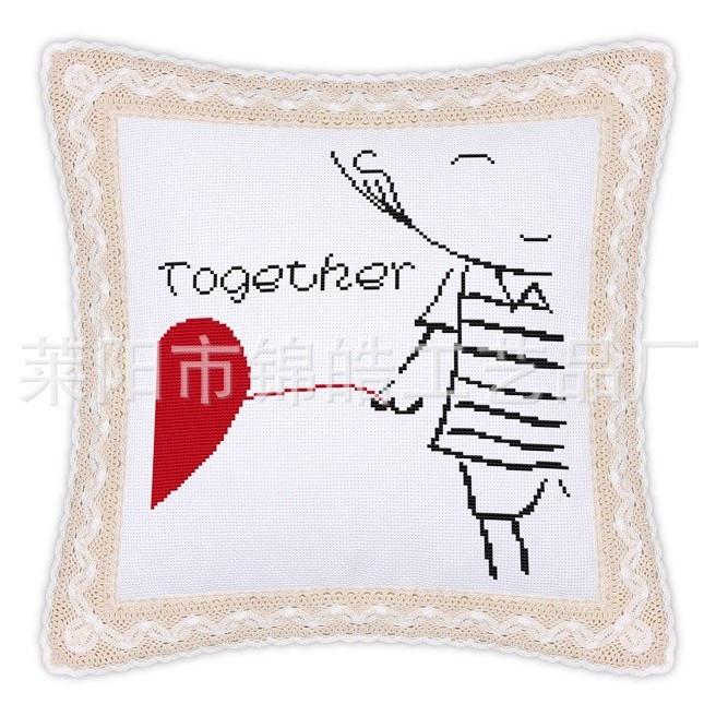 Jinhao Embroidery Factory Venta al por mayor Lu bordado estampado de encaje punto de cruz almohada funda de cojín-Moon Angel