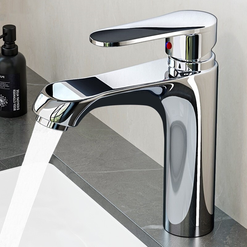 Thickened Washbasin Faucet, Multi-Layer Electroplated Anti-Splash Aerator, Bathroom Hot and Cold Single-Hole Sink Faucet