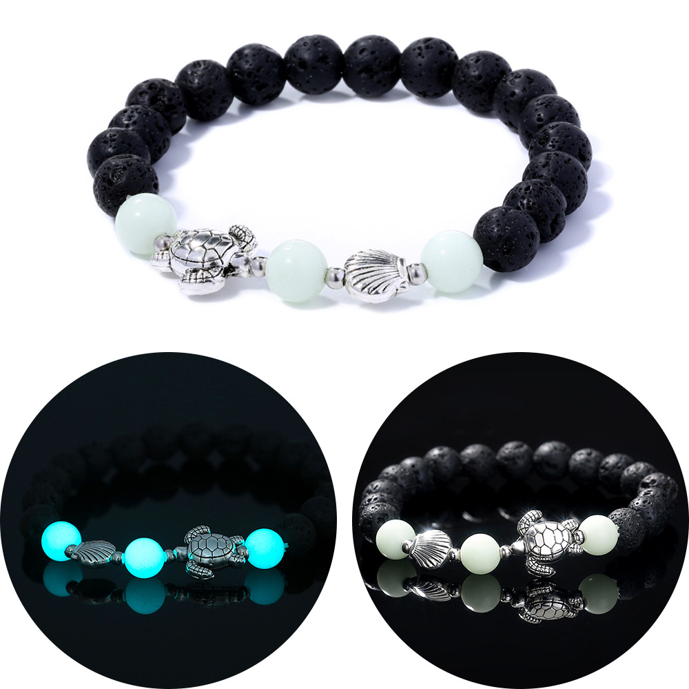 Bracelet de perles lotus phosphorescent brillant dans le noir_voghion.com